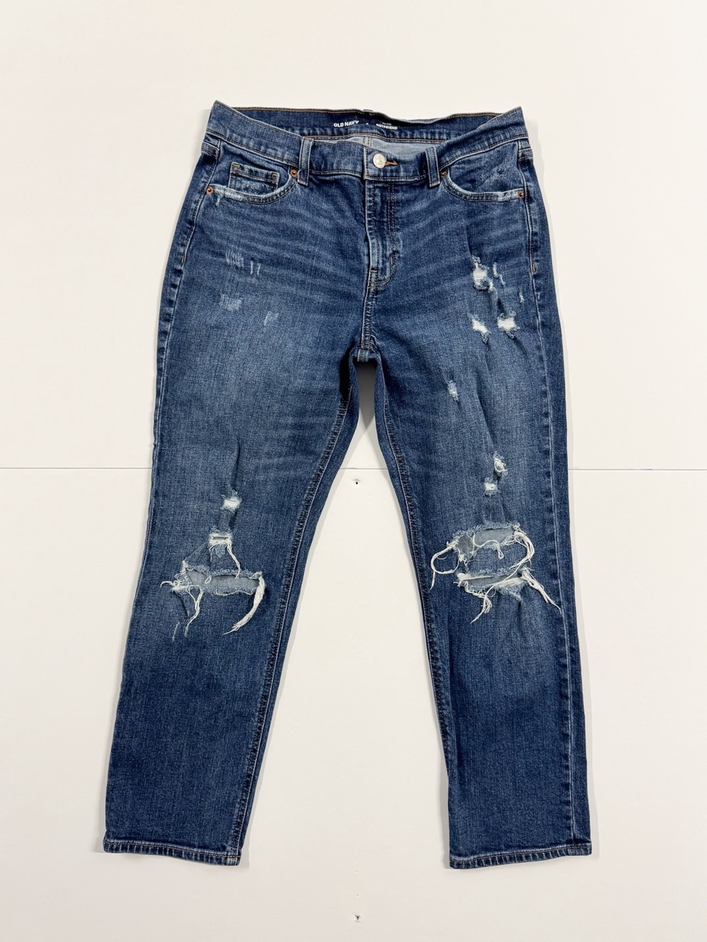 Old Navy Distressed Dark Blue Boyfriend Jeans